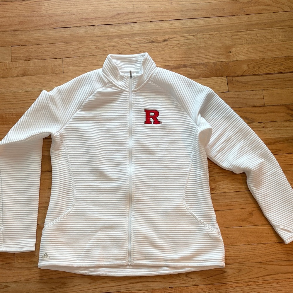 Rutgers White Ribbed Full-Zip Jacket